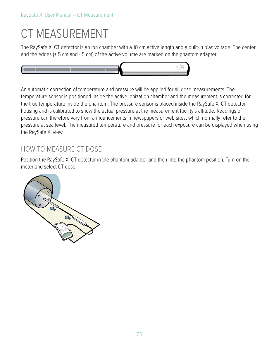 Ct measurement, How to measure ct dose | RaySafe Xi User Manual | Page 20 / 49