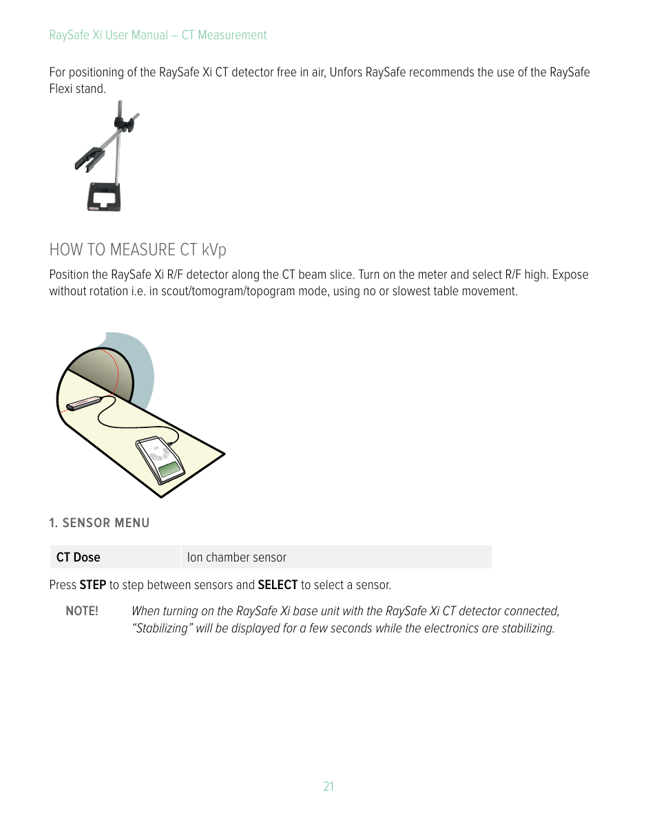 How to measure ct kvp | RaySafe Xi User Manual | Page 21 / 49