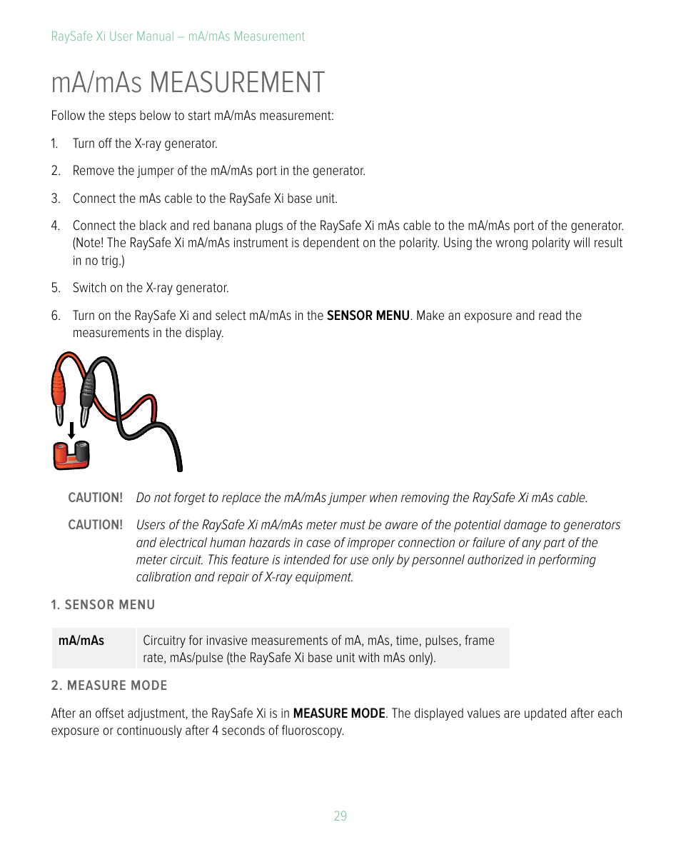 Ma/mas measurement | RaySafe Xi User Manual | Page 29 / 49