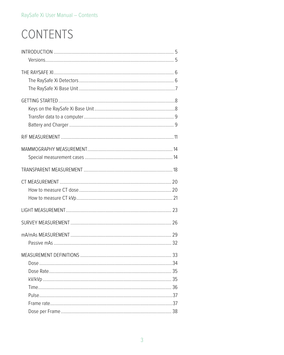 RaySafe Xi User Manual | Page 3 / 49