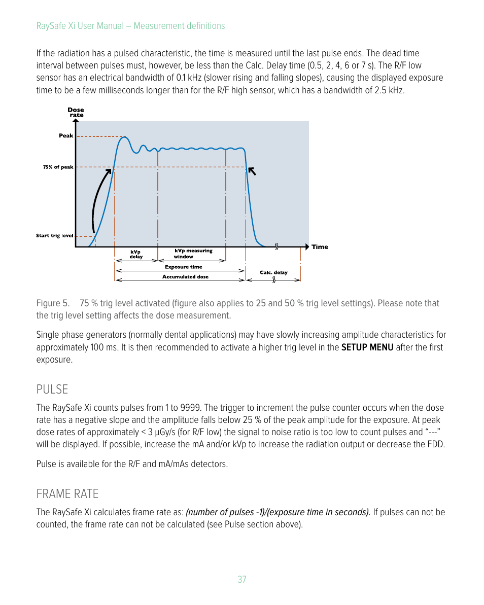 Pulse, Frame rate, Pulse frame rate | RaySafe Xi User Manual | Page 37 / 49