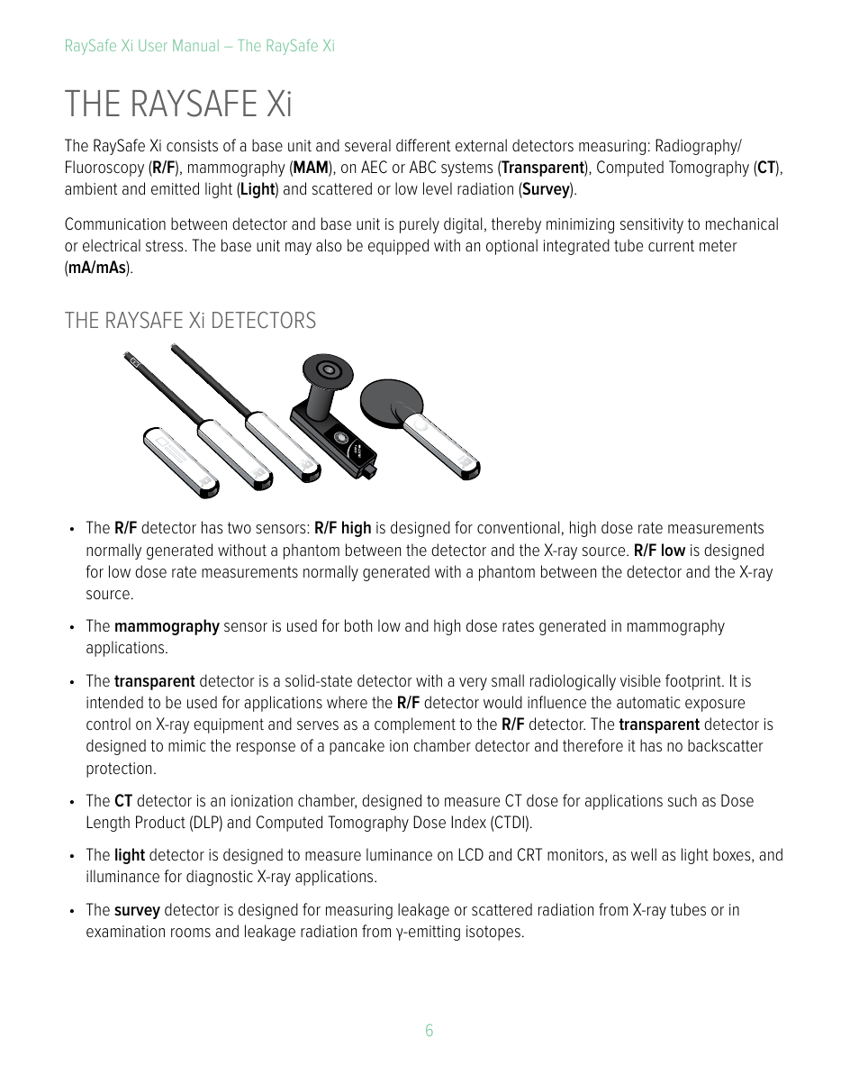 The raysafe xi, The raysafe xi detectors | RaySafe Xi User Manual | Page 6 / 49