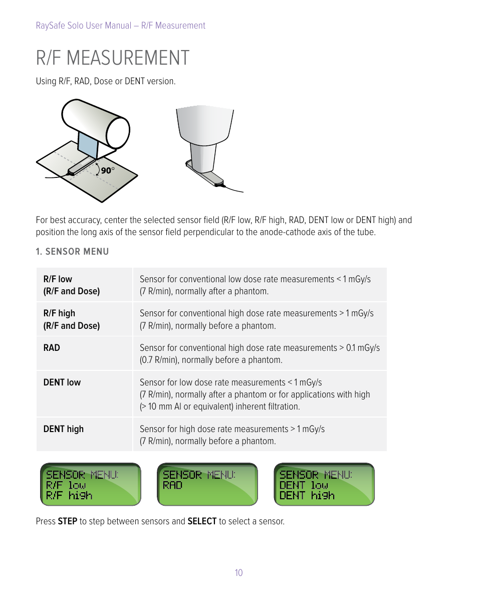 R/f measurement | RaySafe Solo User Manual | Page 10 / 44