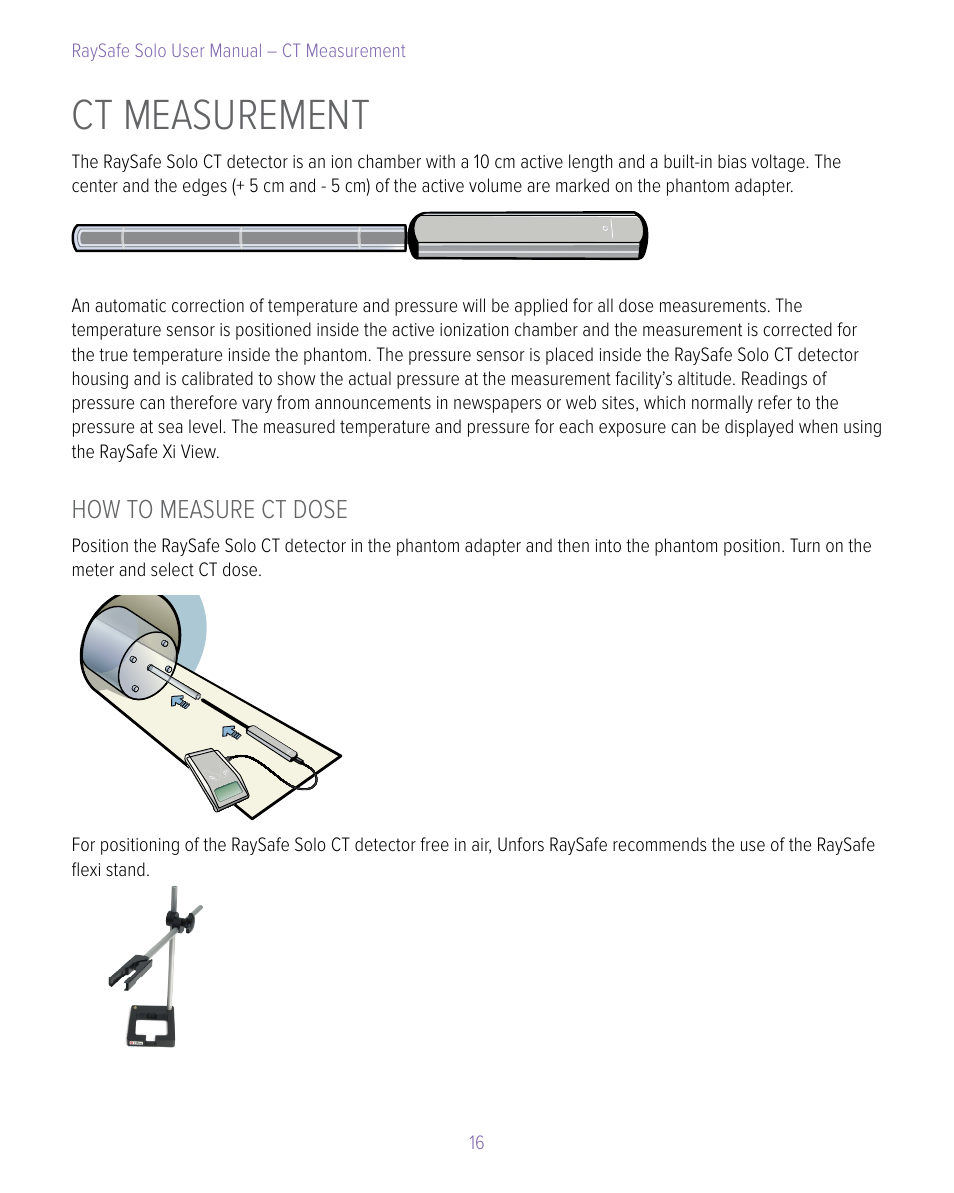 Ct measurement, How to measure ct dose | RaySafe Solo User Manual | Page 16 / 44
