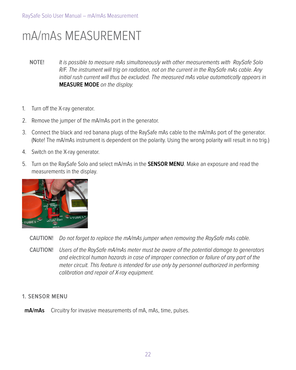 Ma/mas measurement | RaySafe Solo User Manual | Page 22 / 44