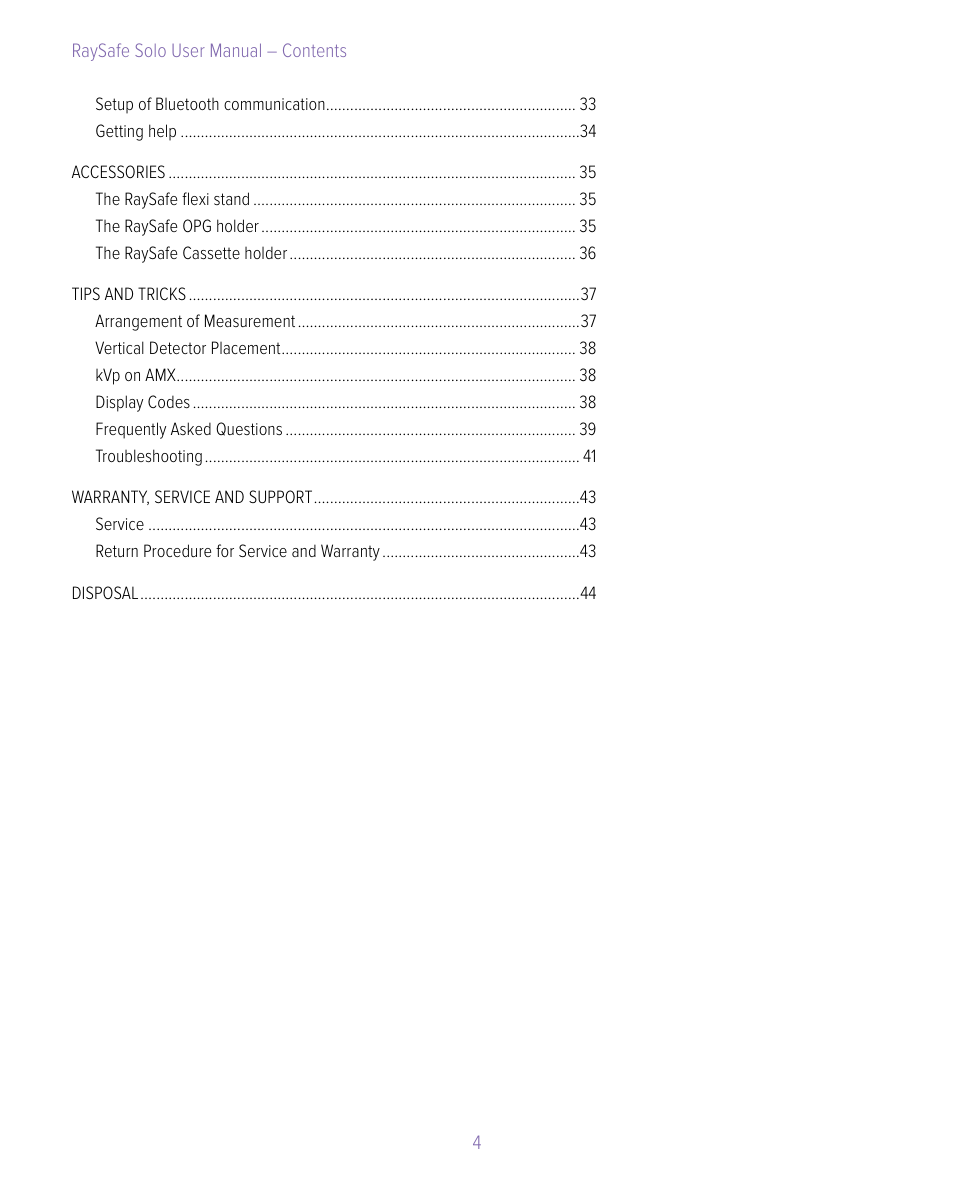 RaySafe Solo User Manual | Page 4 / 44