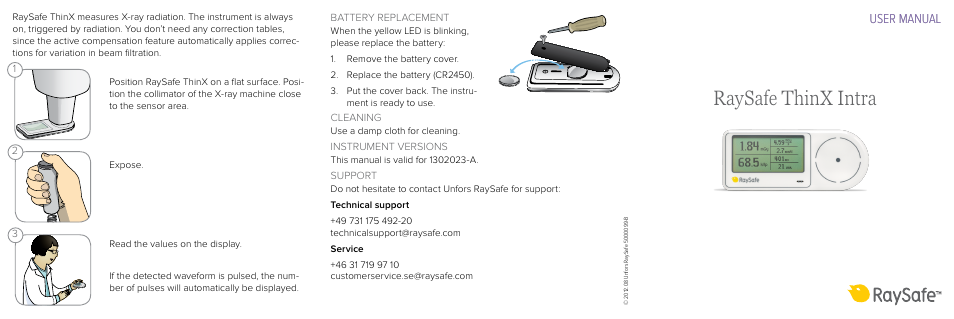 RaySafe ThinX Intra User Manual | 2 pages