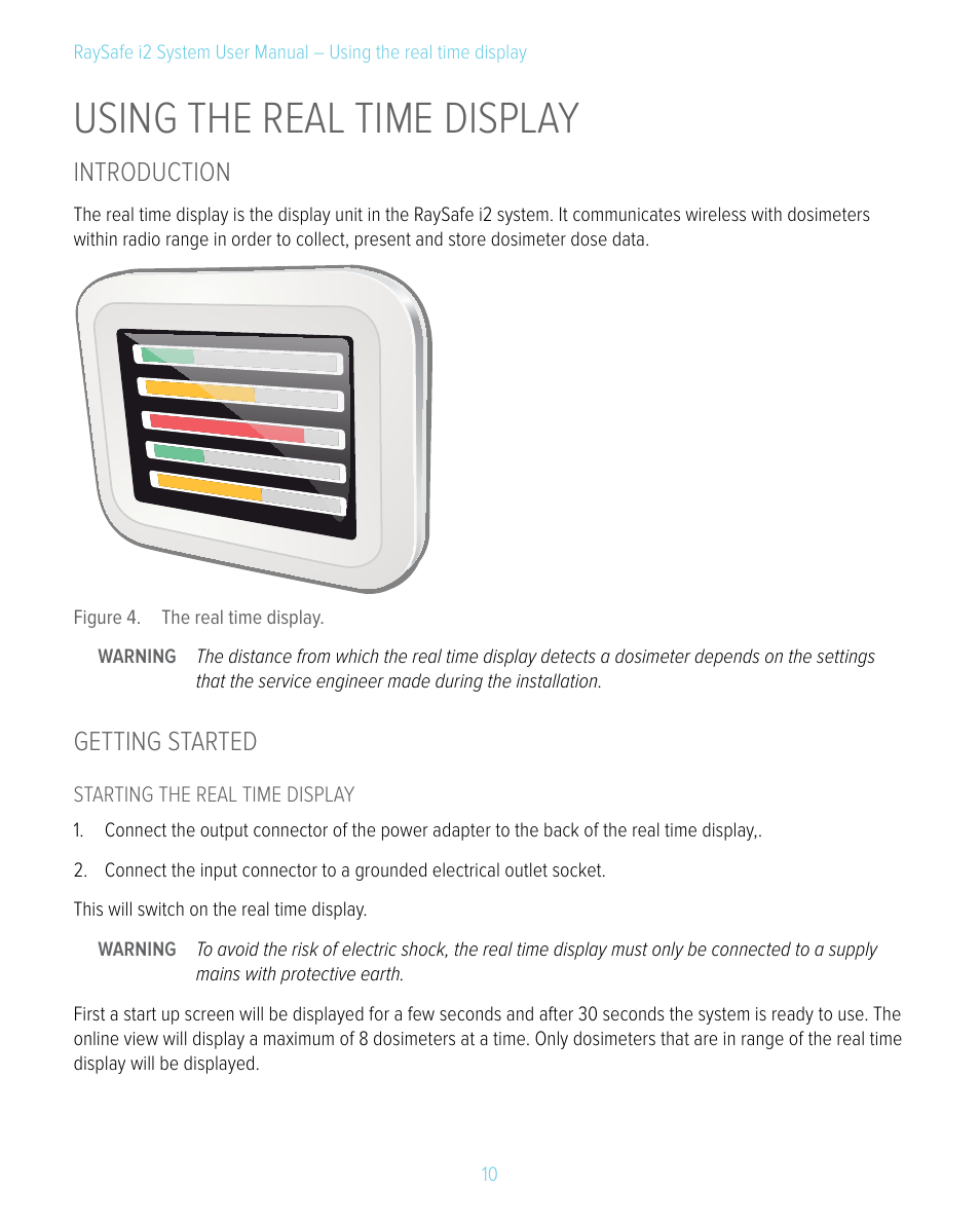 Using the real time display, Getting started, Introduction | RaySafe i2 System User Manual | Page 10 / 49