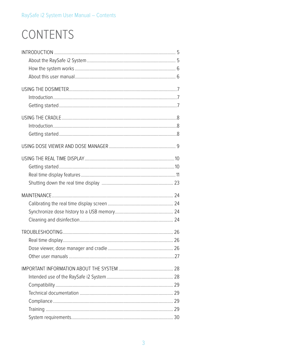 RaySafe i2 System User Manual | Page 3 / 49