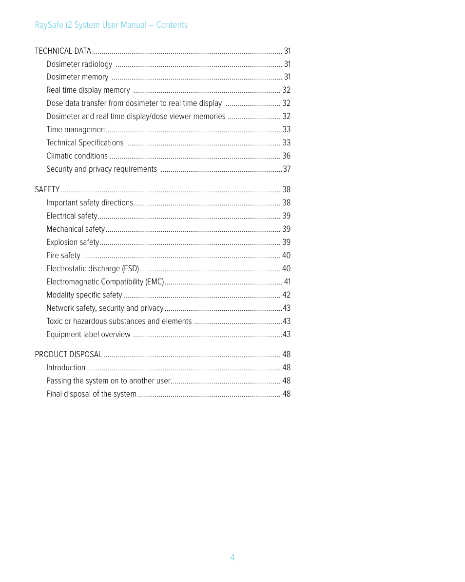 RaySafe i2 System User Manual | Page 4 / 49
