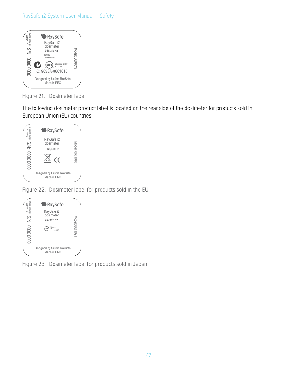 47 raysafe i2 system user manual – safety | RaySafe i2 System User Manual | Page 47 / 49