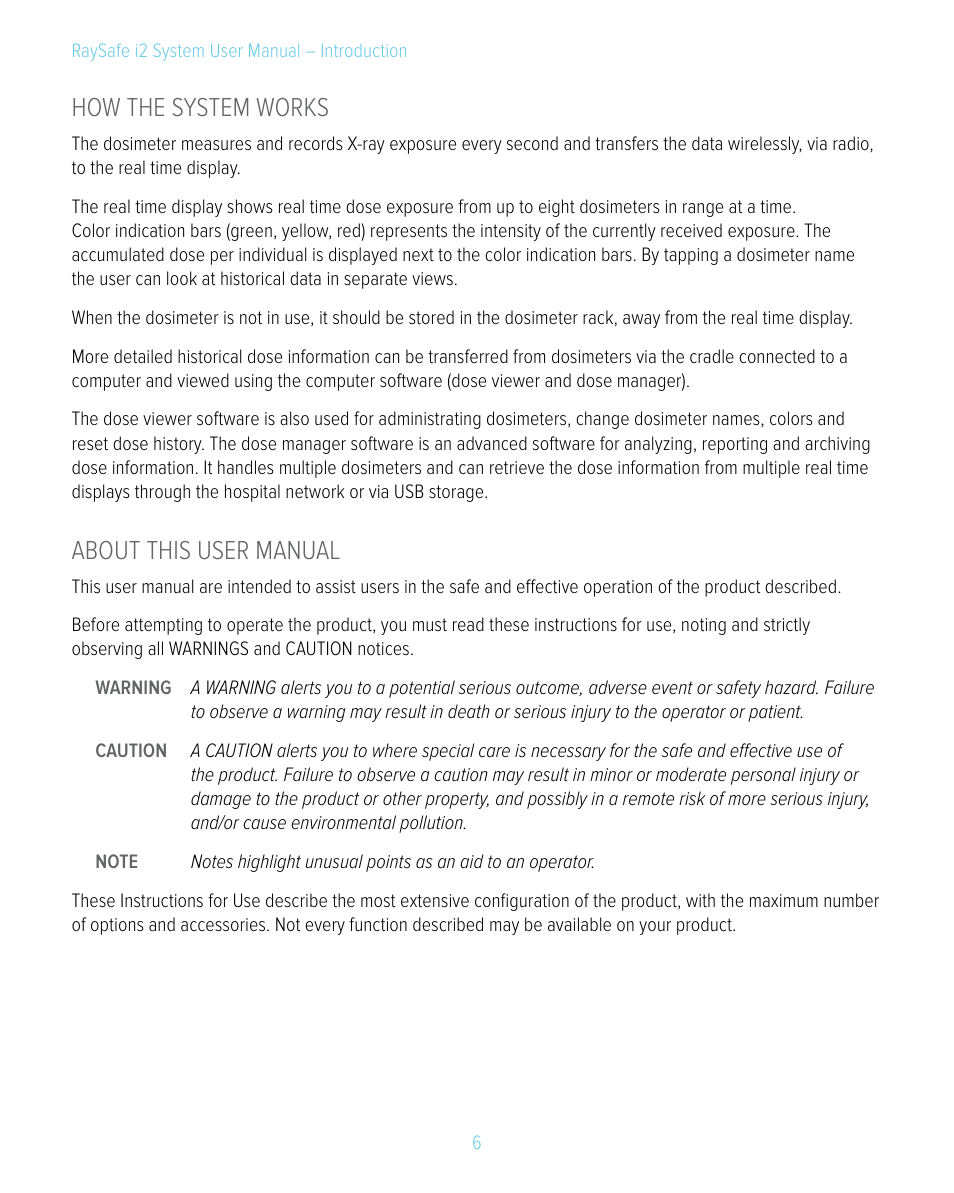 How the system works, About this user manual, How the system works about this user manual | RaySafe i2 System User Manual | Page 6 / 49