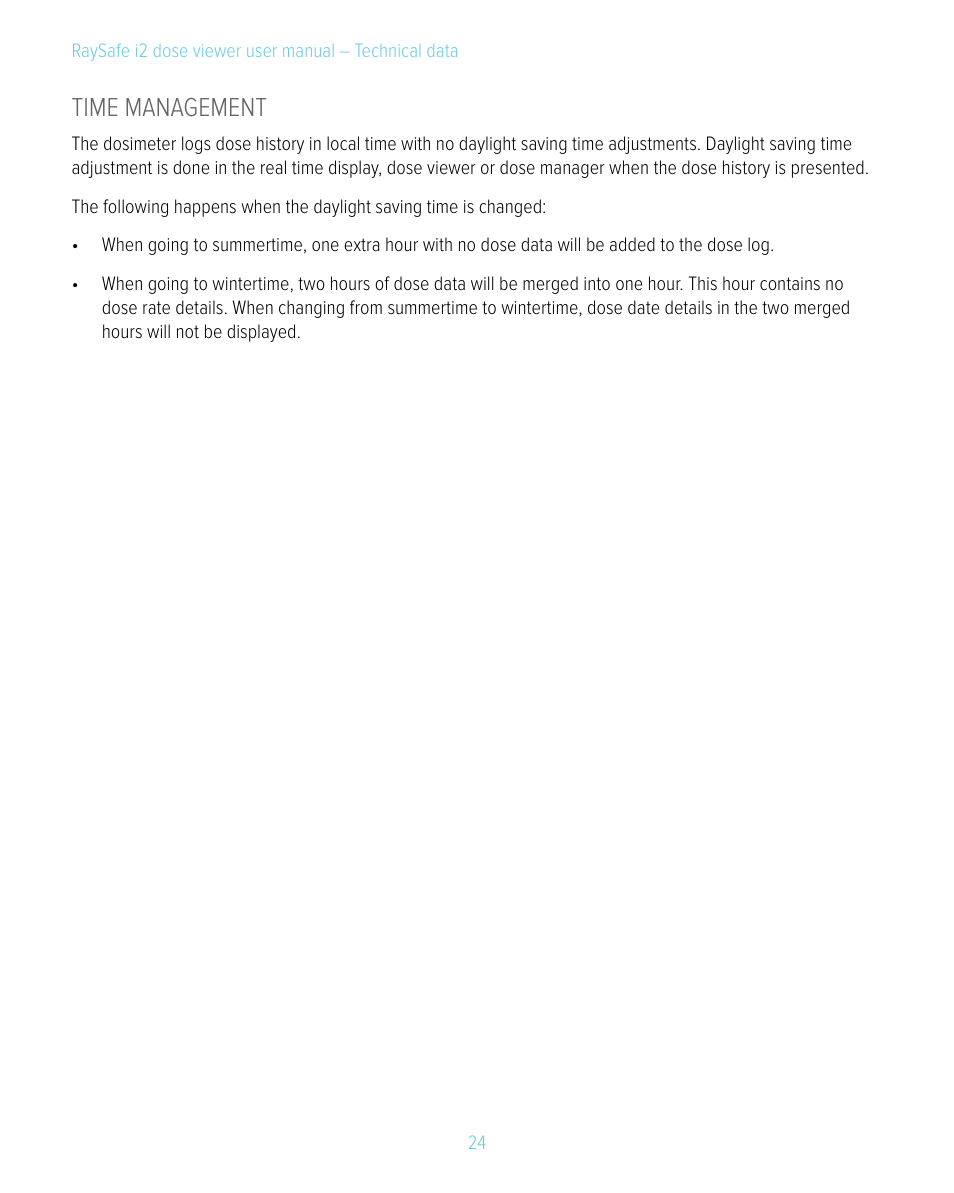 Time management | RaySafe i2 Dose Viewer User Manual | Page 24 / 24
