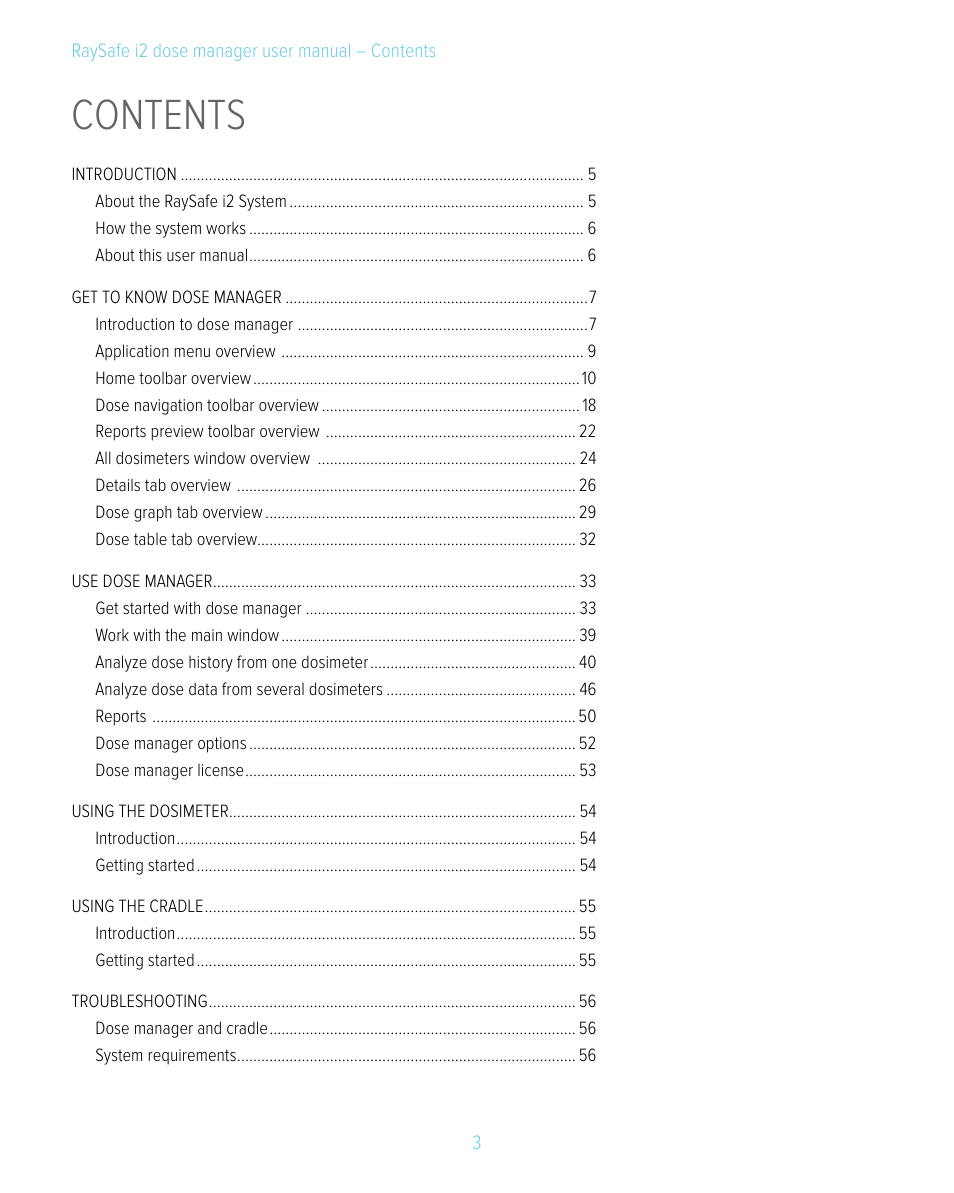 RaySafe i2 Dose Manager User Manual | Page 3 / 59