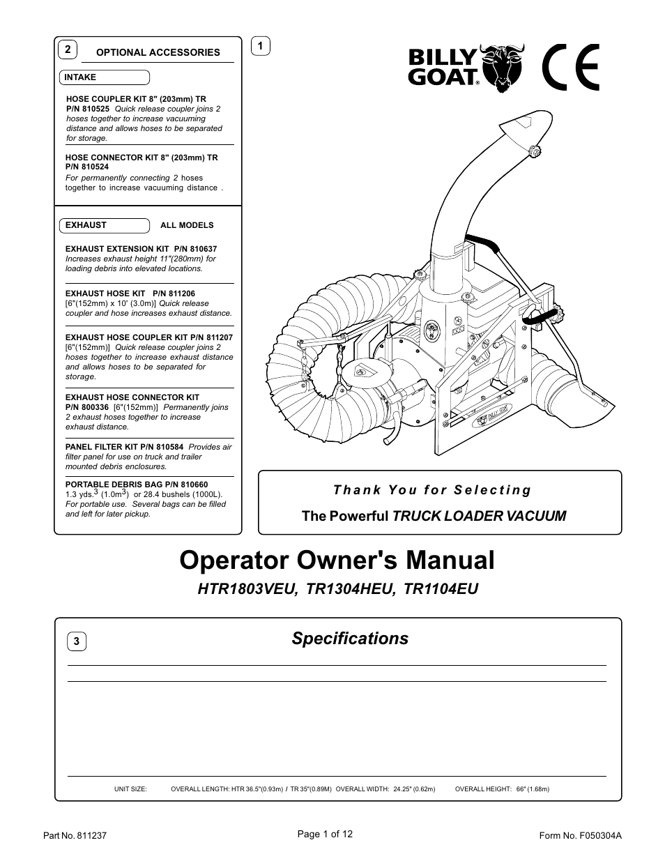 Billy Goat TR1104EU User Manual | 12 pages