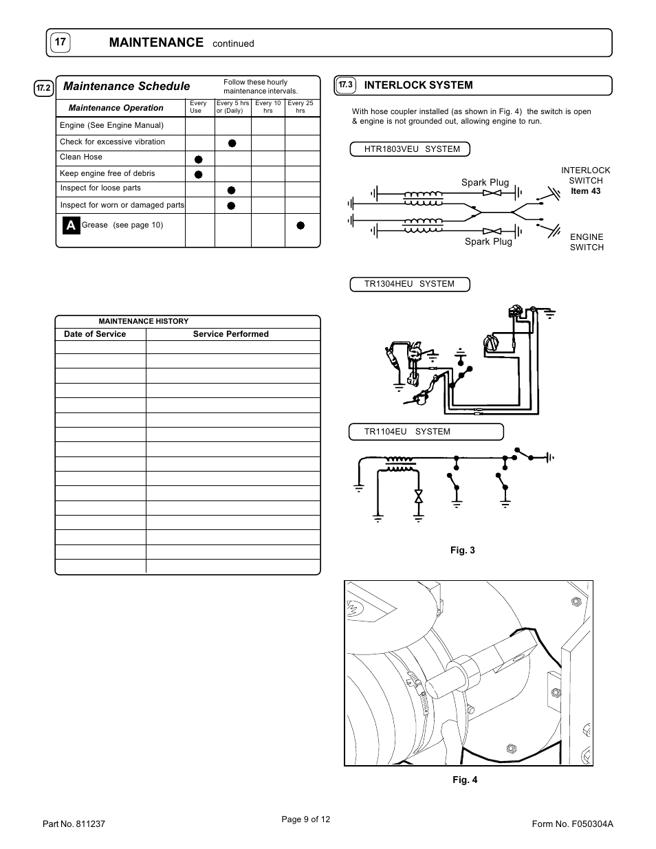 Maintenance, Maintenance schedule | Billy Goat TR1104EU User Manual | Page 9 / 12