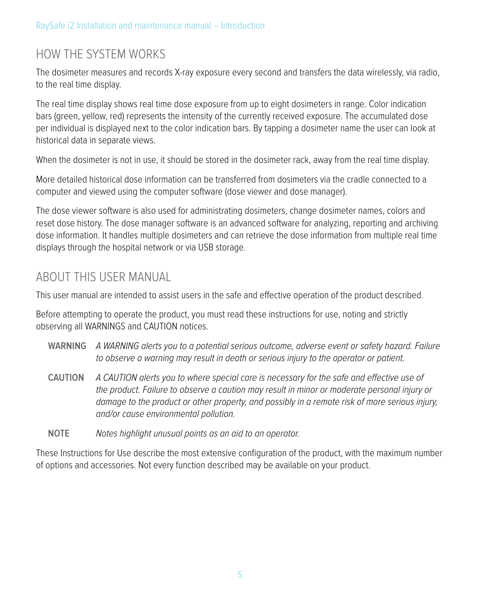 How the system works, About this user manual, How the system works about this user manual | RaySafe i2 Installation Manual User Manual | Page 5 / 33