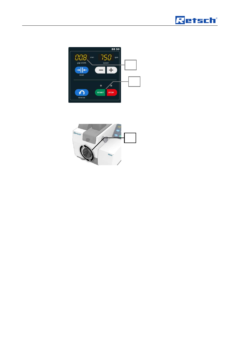 Operating the machine, Starting the grinding process, Stopping the grinding process | Retsch BB 50 User Manual | Page 26 / 41