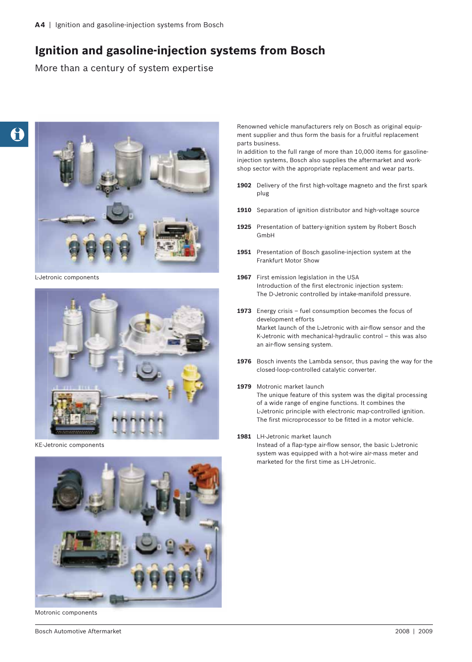 Ignition and gasoline-injection systems from bosch, More than a century of system expertise | Bosch 2008 User Manual | Page 6 / 75