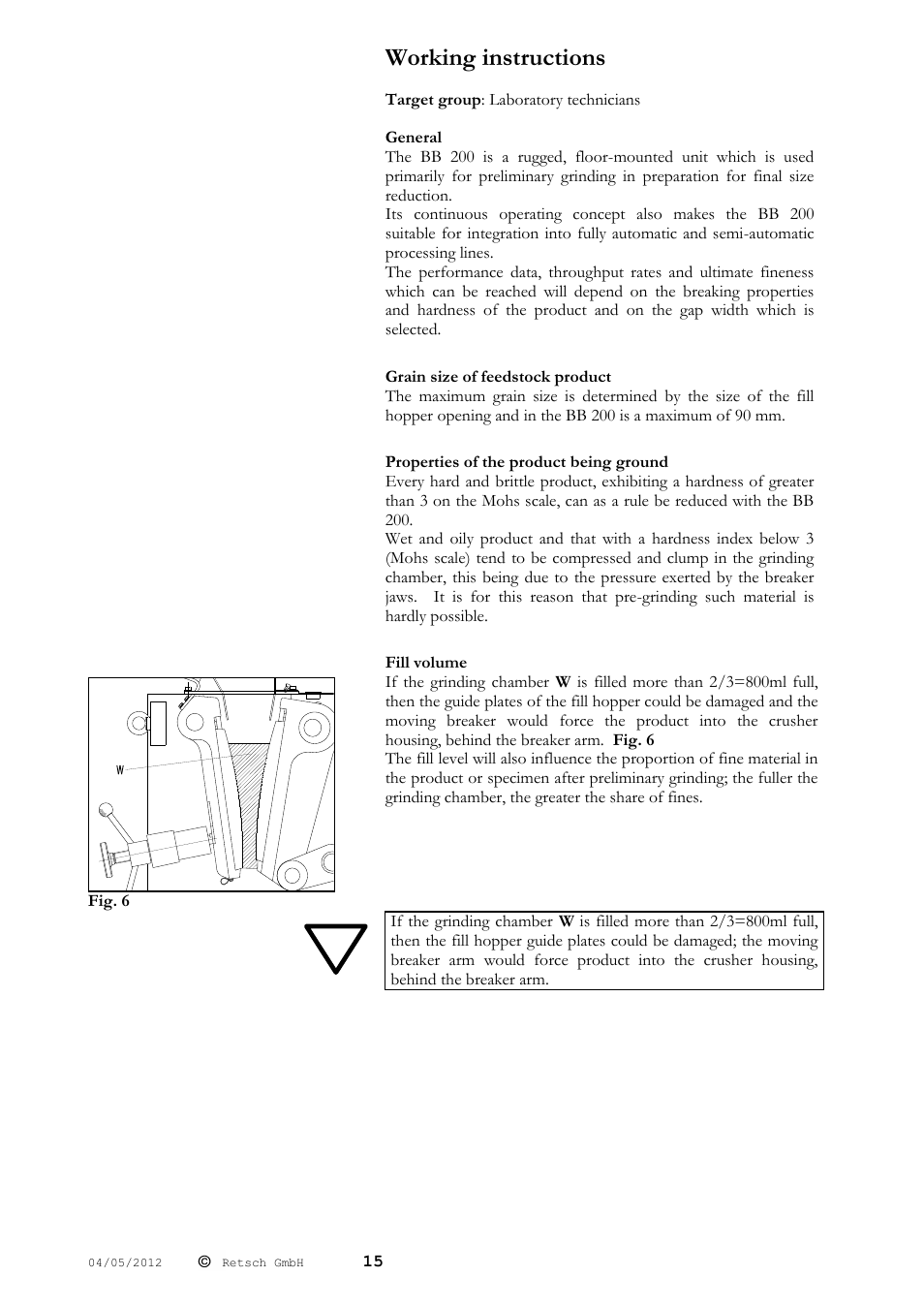 Working instructions | Retsch BB 200 User Manual | Page 15 / 24