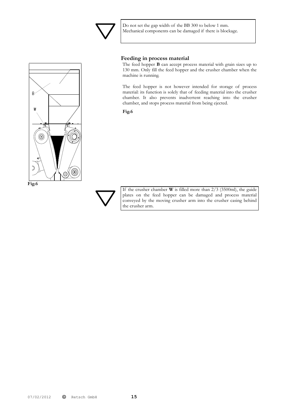 Feeding in process material | Retsch BB 300 User Manual | Page 15 / 24