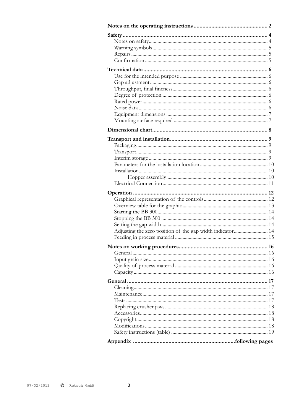Retsch BB 300 User Manual | Page 3 / 24