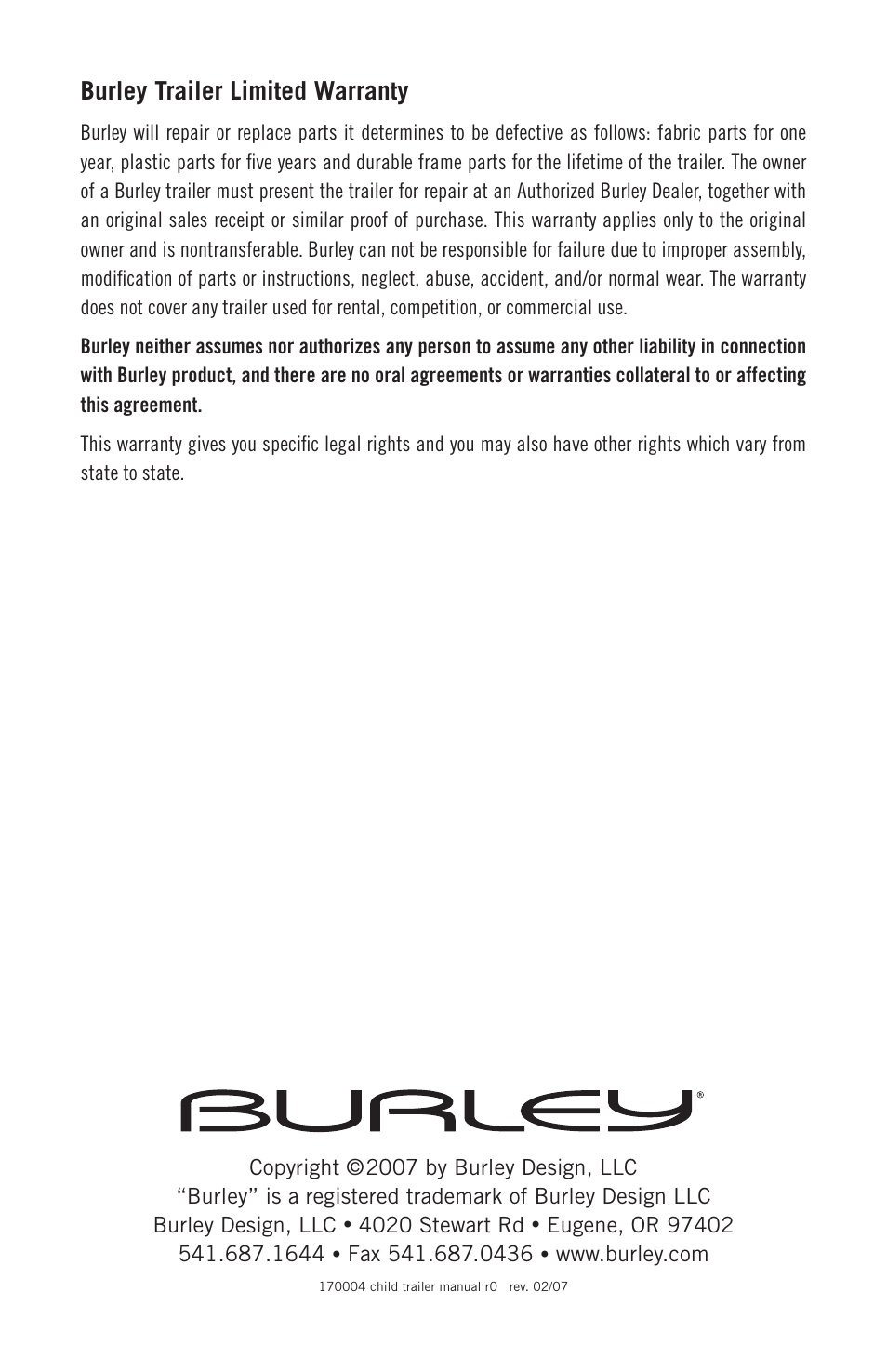 Burley CUB User Manual | Page 15 / 15