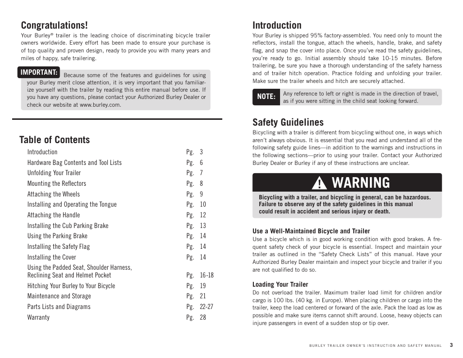 Burley CUB User Manual | Page 2 / 15