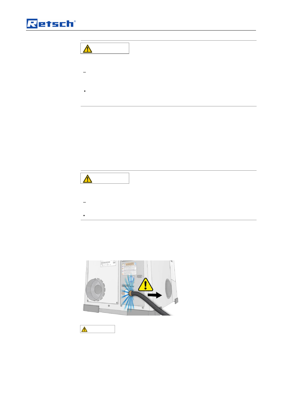 Transport, scope of delivery, installation, Caution, 10 removing the liquid nitrogen feed line | Retsch Cryomill User Manual | Page 23 / 68