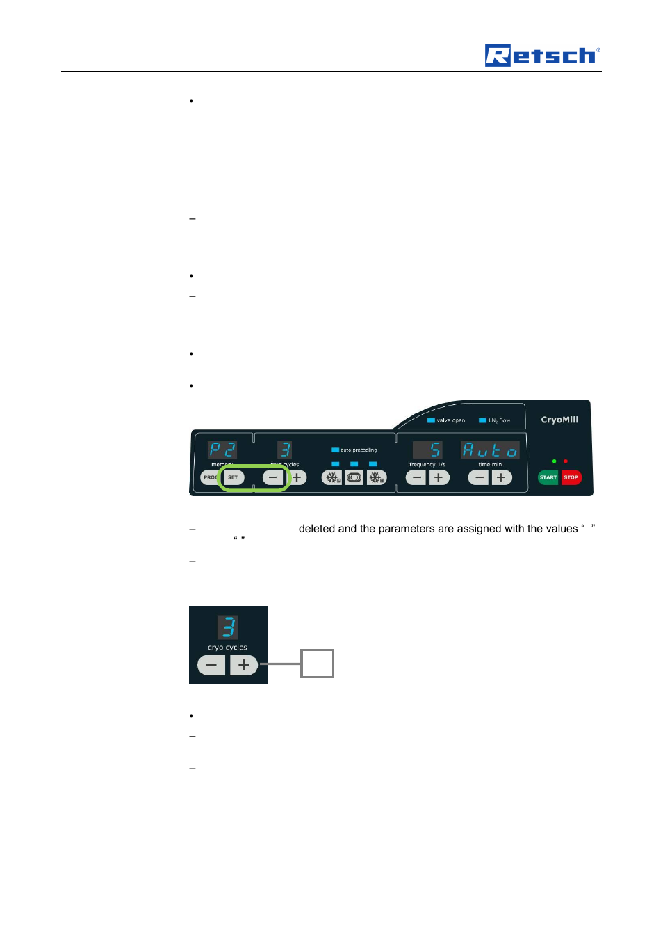 Operating the machine, 8 setting grinding cycles | Retsch Cryomill User Manual | Page 40 / 68