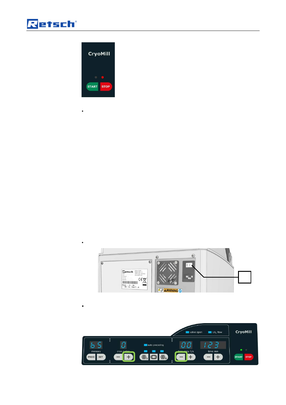 Operating the machine, 16 operating hours display | Retsch Cryomill User Manual | Page 45 / 68