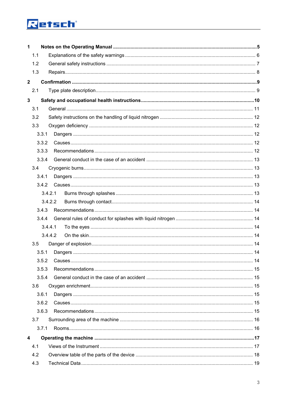 Retsch CryoMill Autofill 50l User Manual | Page 3 / 28