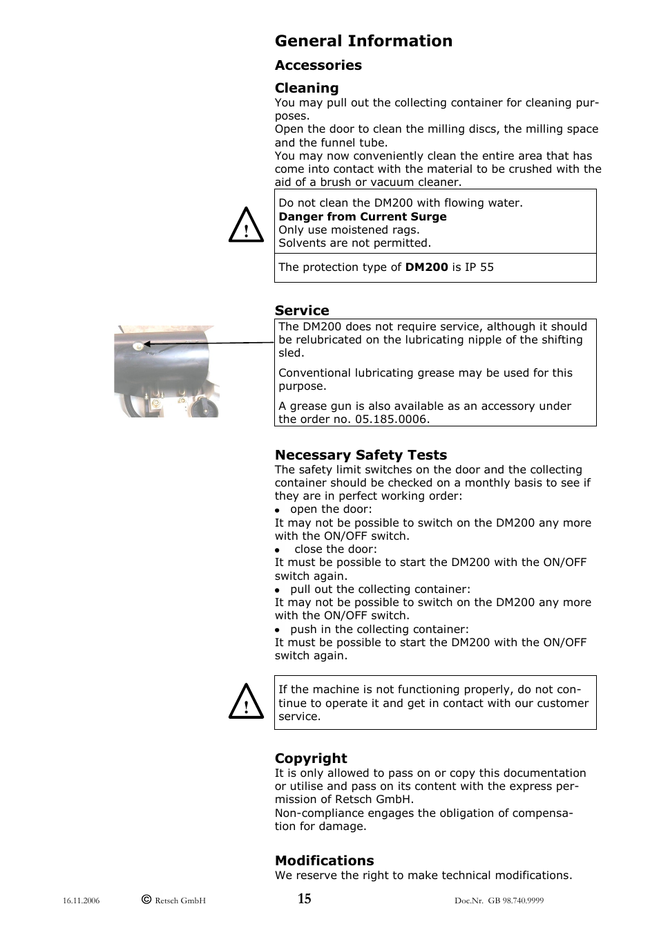 General information | Retsch DM 200 User Manual | Page 15 / 20