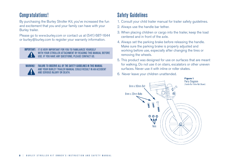 Safety guidelines | Burley Stroller Kit User Manual | Page 2 / 6