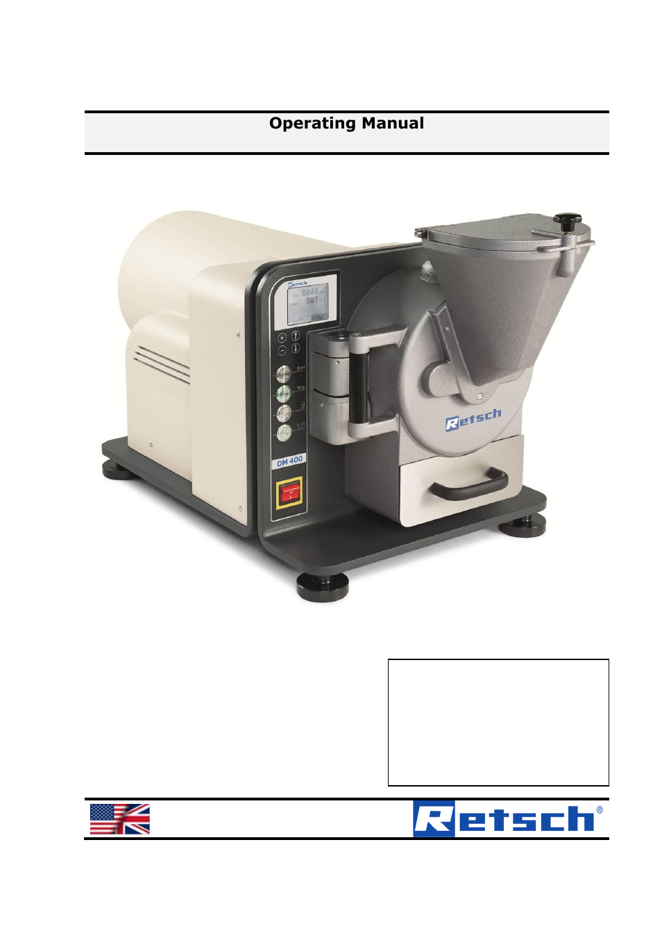 Retsch DM 400 User Manual | 60 pages