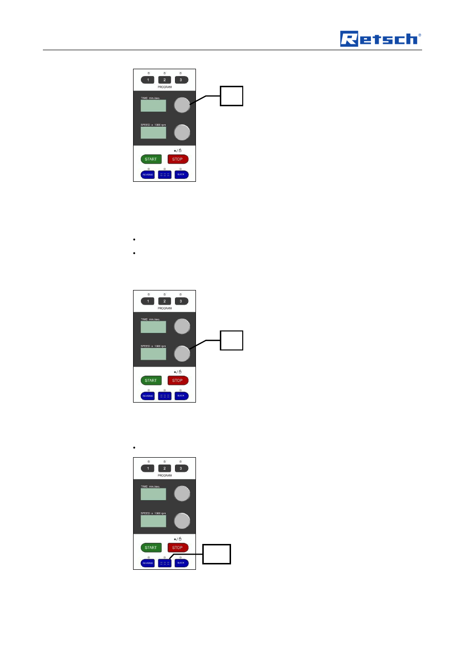 Operating the machine, 12 setting the speed, 13 switching on interval or continuous mode | Retsch GM 200 User Manual | Page 28 / 44