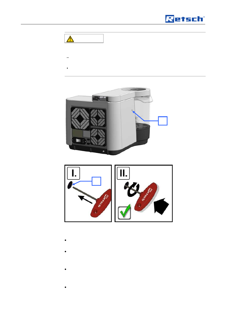 Operating the machine, Caution | Retsch GM 300 User Manual | Page 30 / 44