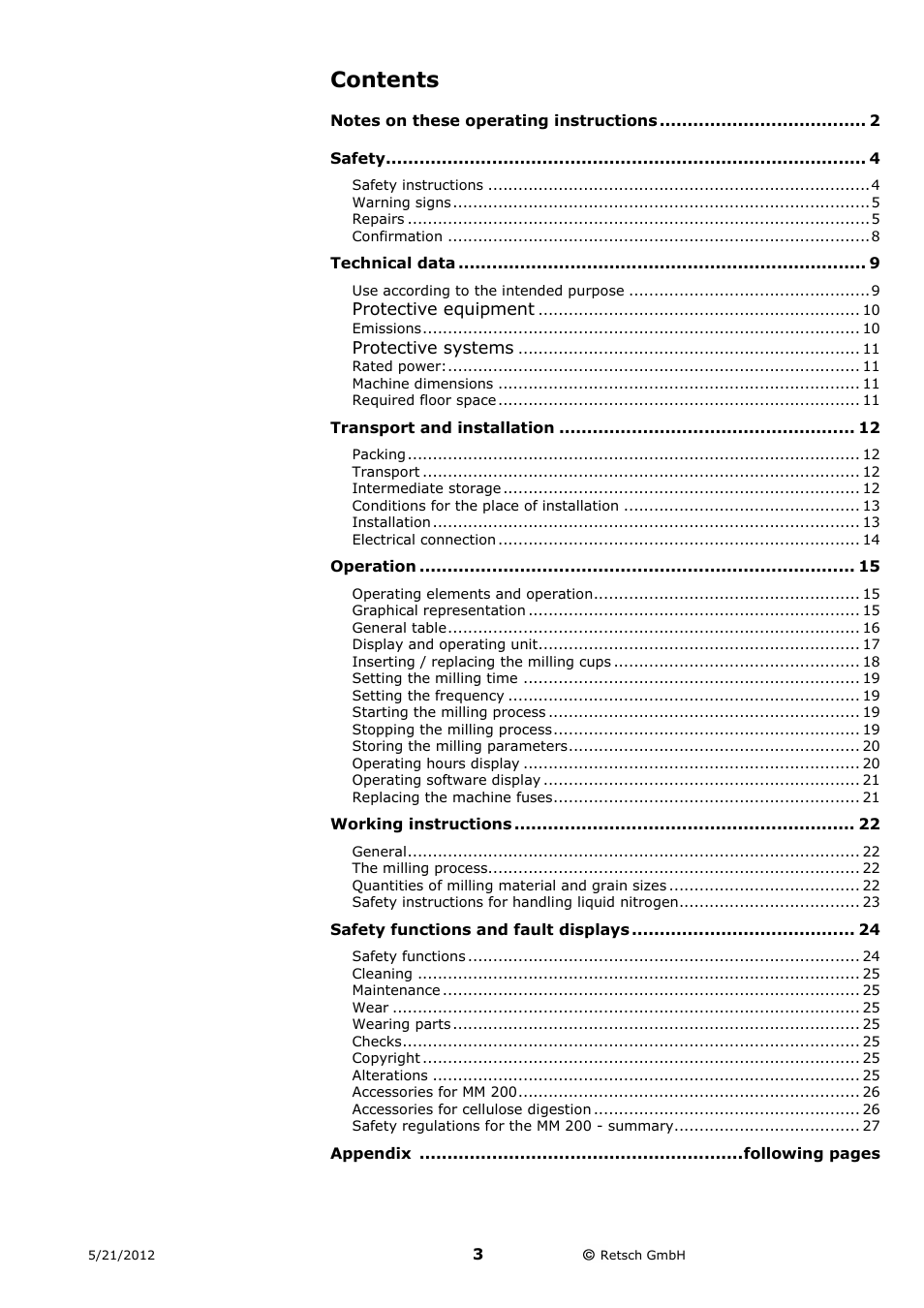 Retsch MM 200 User Manual | Page 3 / 32