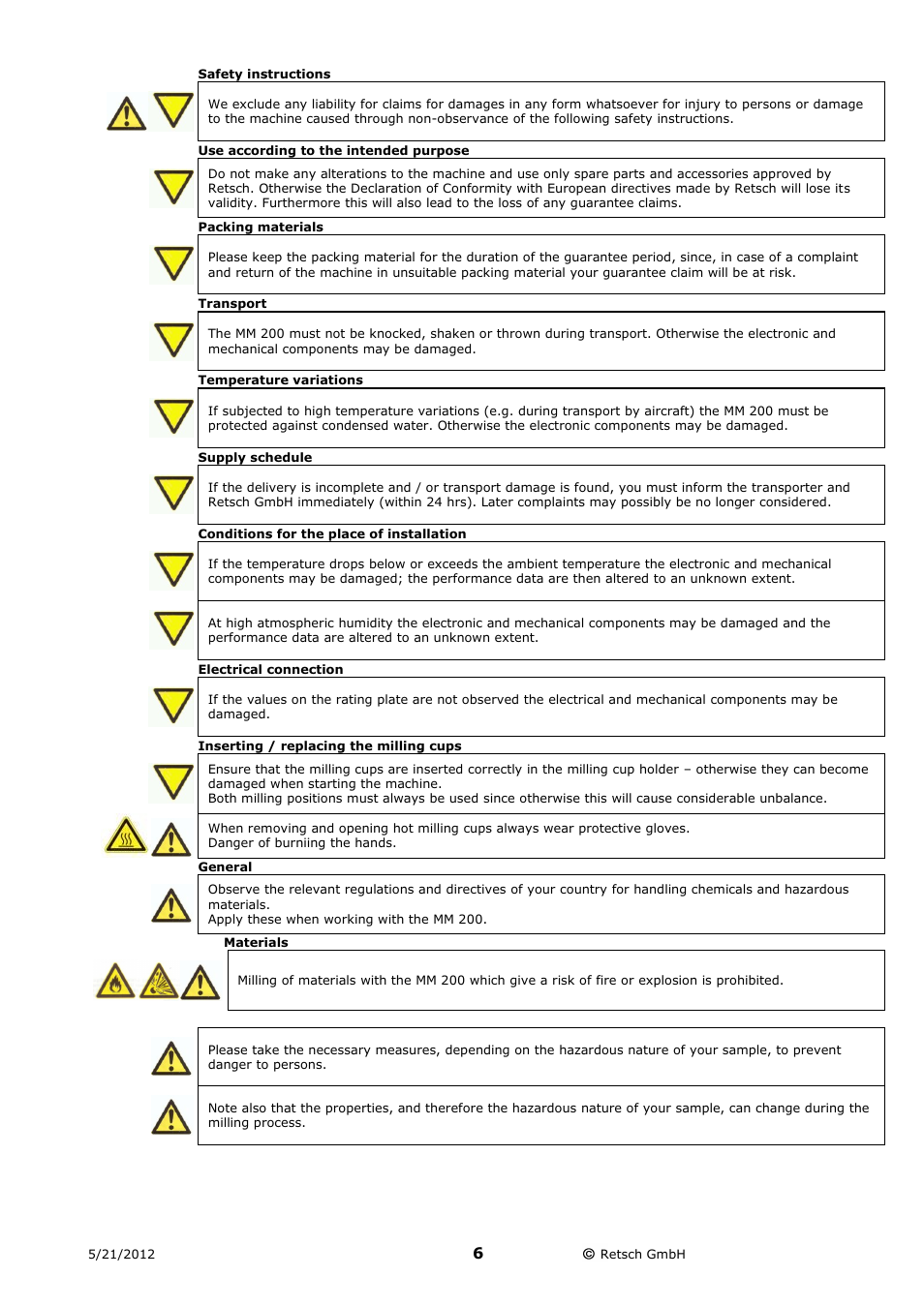 Retsch MM 200 User Manual | Page 6 / 32