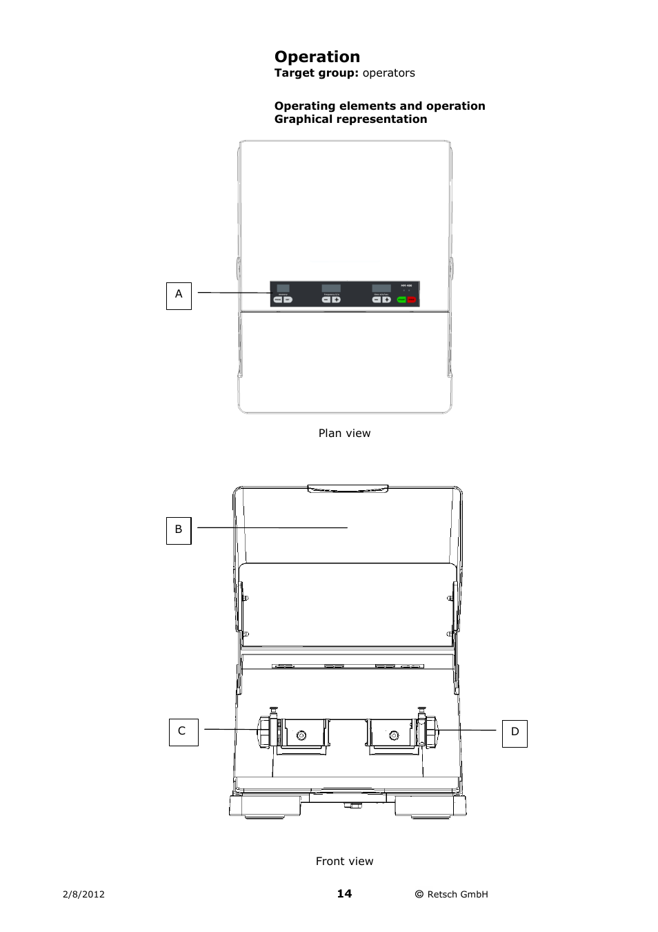 Operation, Operating elements and operation, Graphical representation | Retsch MM 400 User Manual | Page 14 / 32