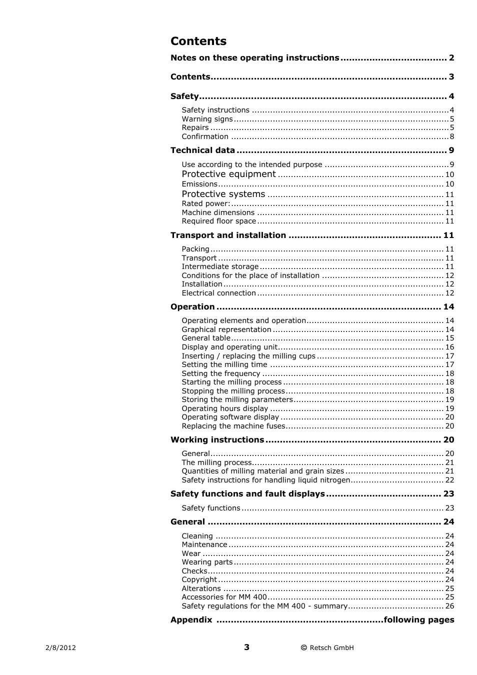 Retsch MM 400 User Manual | Page 3 / 32