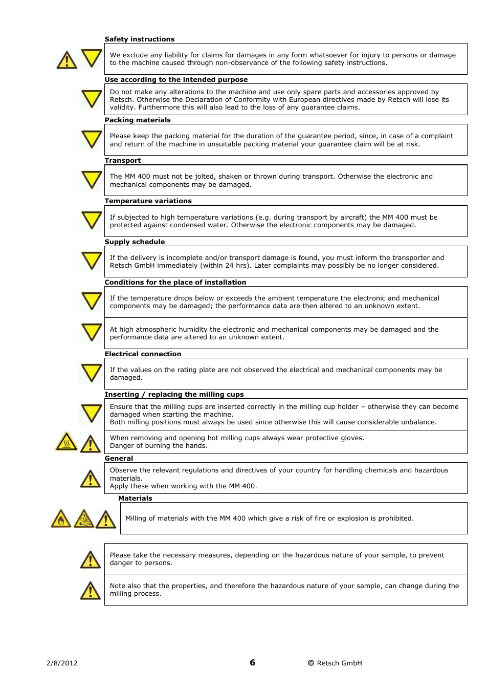 Retsch MM 400 User Manual | Page 6 / 32