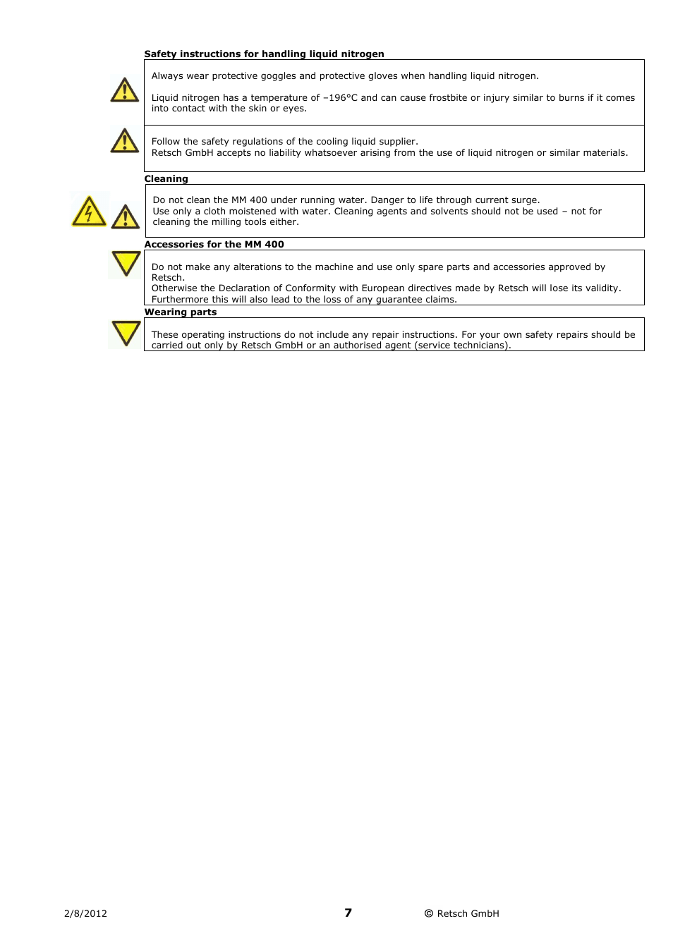 Retsch MM 400 User Manual | Page 7 / 32