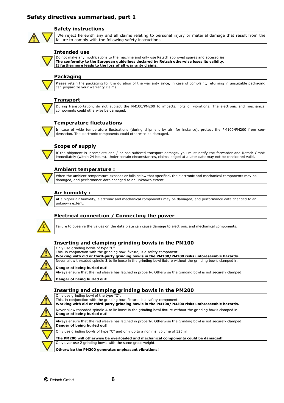 Retsch PM 200 User Manual | Page 6 / 44