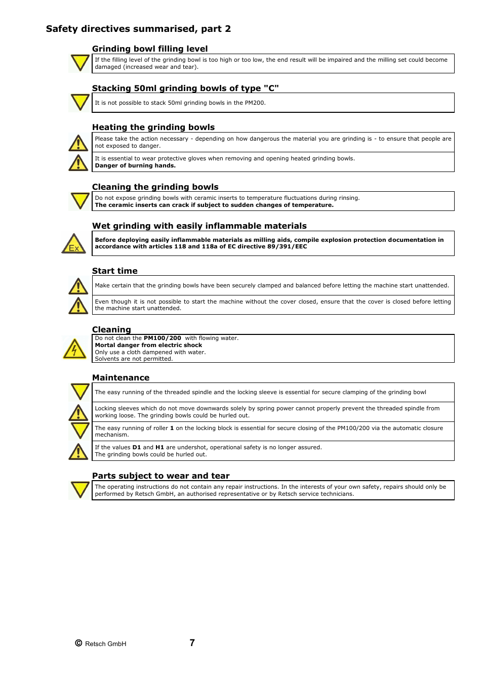 Safety directives summarised, part 2 | Retsch PM 200 User Manual | Page 7 / 44