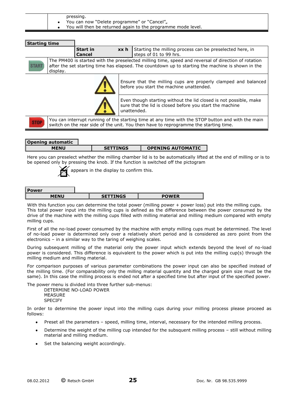 Retsch PM 400 User Manual | Page 25 / 36