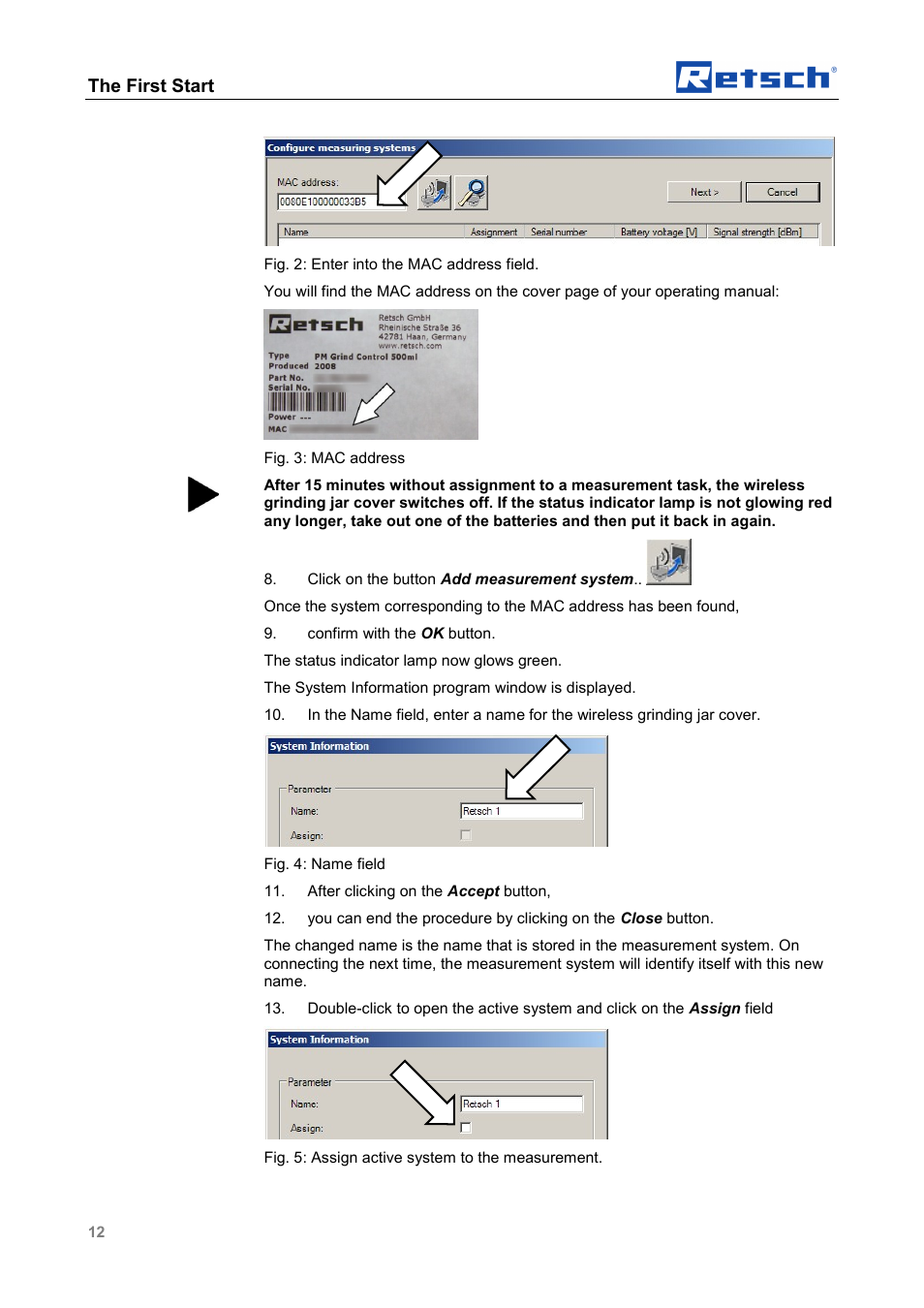The first start | Retsch PM GrindControl User Manual | Page 12 / 48