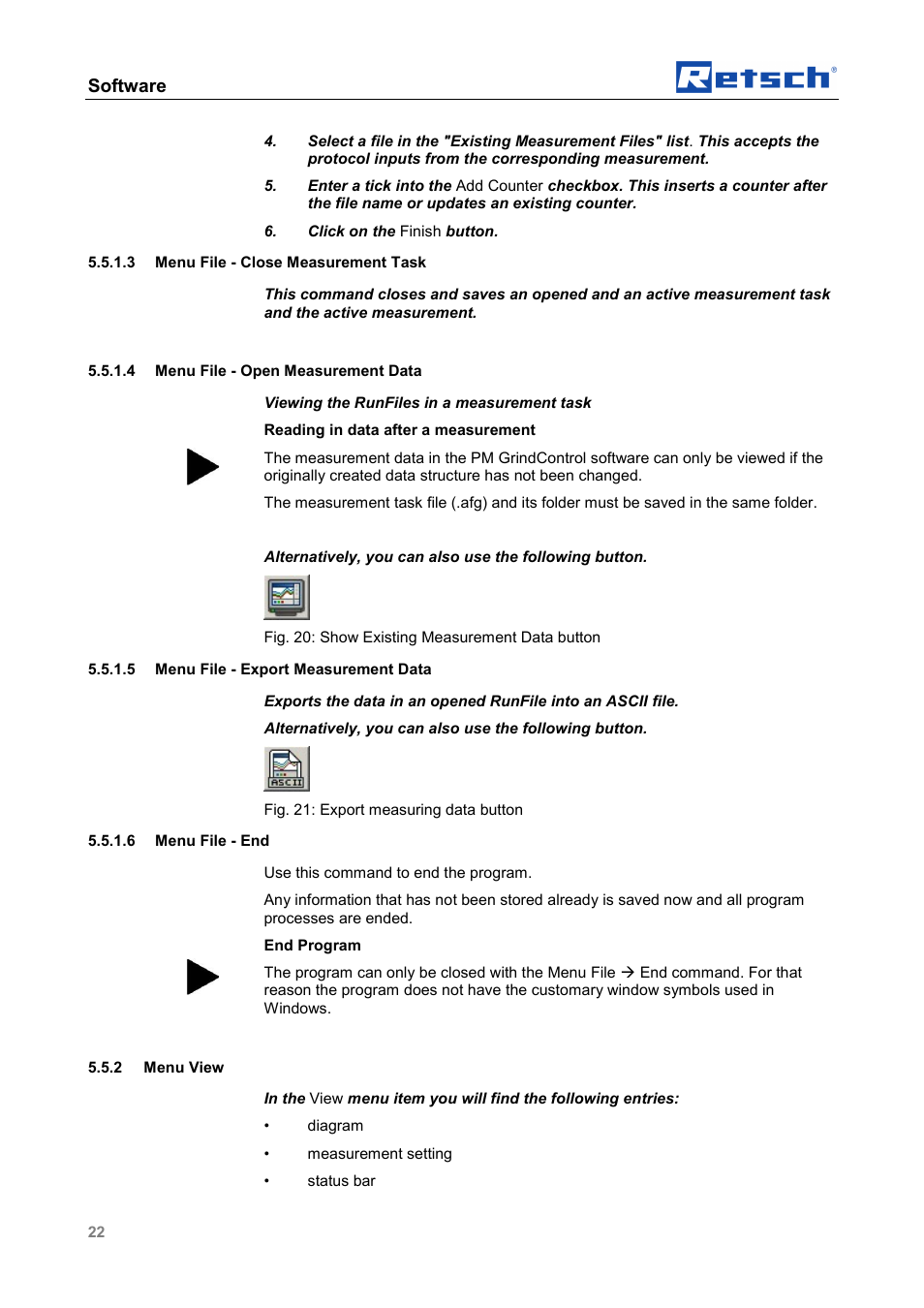 Software | Retsch PM GrindControl User Manual | Page 22 / 48