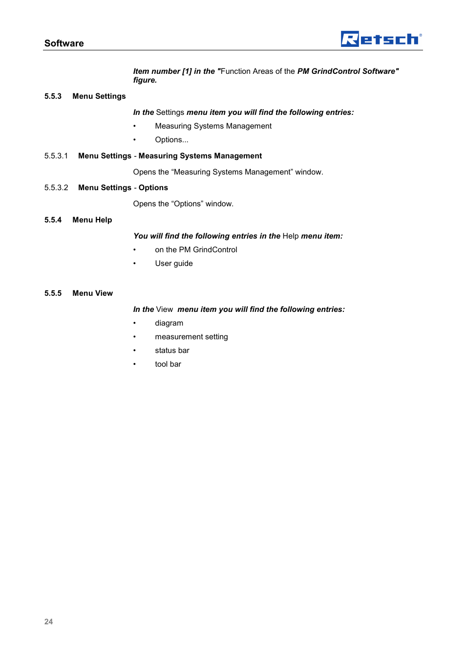 Software | Retsch PM GrindControl User Manual | Page 24 / 48