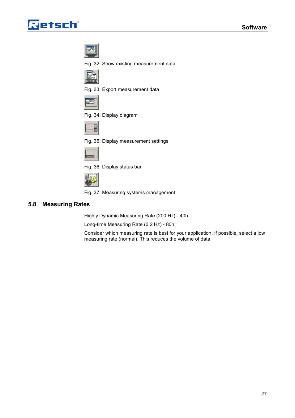 Software, 8 measuring rates | Retsch PM GrindControl User Manual | Page 27 / 48